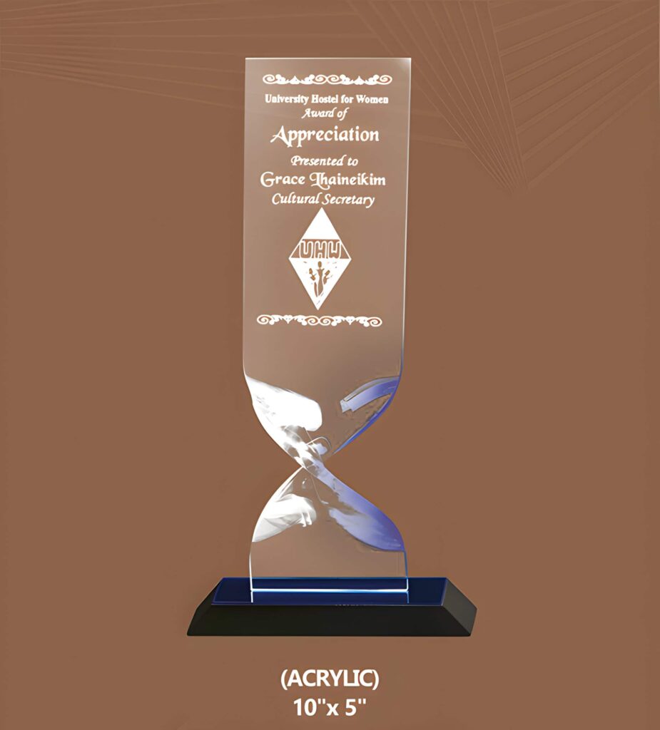 Premium Recognition Crystal Trophy with Custom Engraving