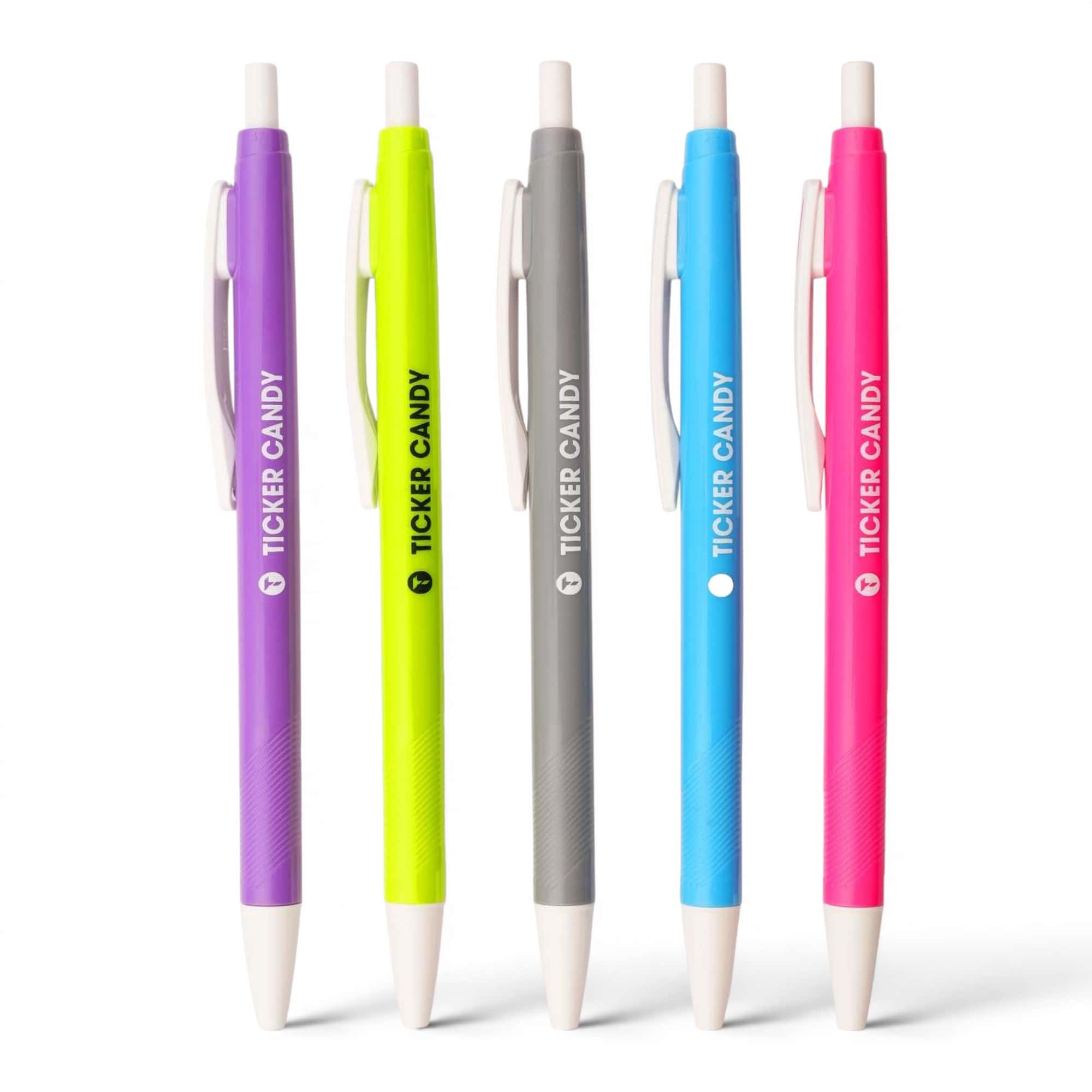 Ticker Candy Smooth German Ink Ball Pens –  of 5 Vibrant Colors